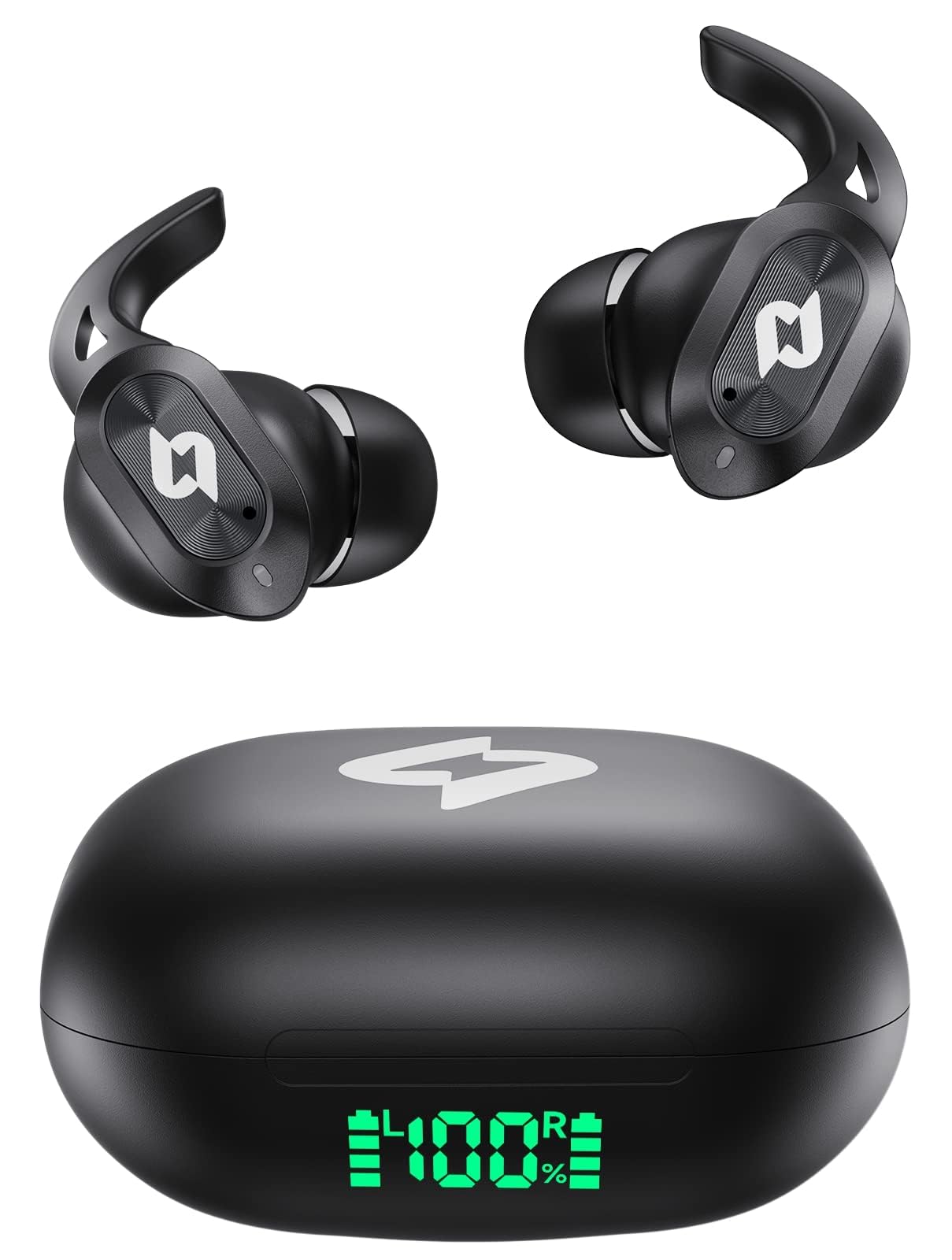 Wireless Headphones Bluetooth Earbuds with Wireless Charging Case 32H Playback LED Display in Ear Earphones Waterproof Ear buds Built in Mic Stereo…