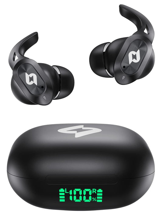 Wireless Headphones Bluetooth Earbuds with Wireless Charging Case 32H Playback LED Display in Ear Earphones Waterproof Ear buds Built in Mic Stereo…