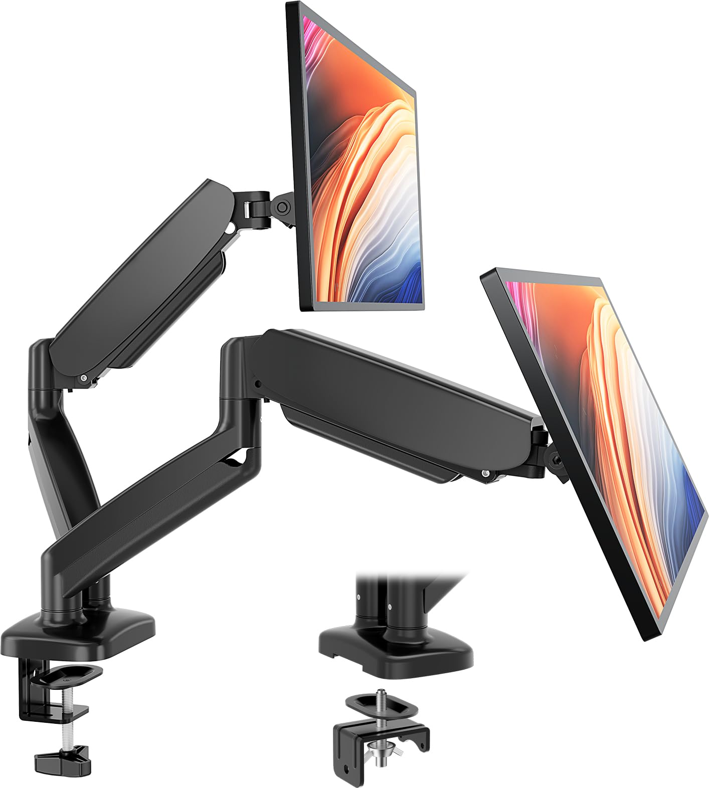 Simple Deluxe Dual Monitor Arm, Adjustable Monitor Stand Mount for 13" to 32" Display, Black