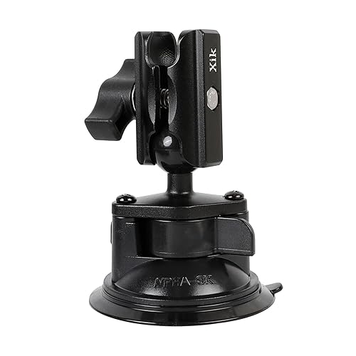 xik 1" Ball Suction Cup Base Mount with 2.36" Double Socket Arm for Phone Tablet Action Cam Mount, 3.5" Large Suction Cup Base for Windshield, Fits