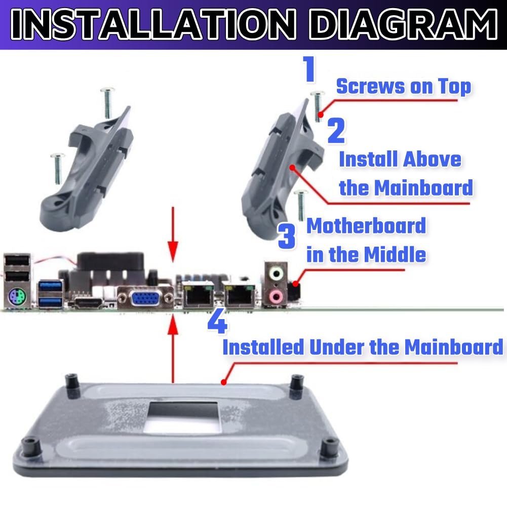 HUGJEPTTY AM4 Backplate with AM4 Bracket?AM4 Backplane Mounting Hole Distance 3.51x2.13Inch/90x54mm CPU Heatsink Bracket Motherboard