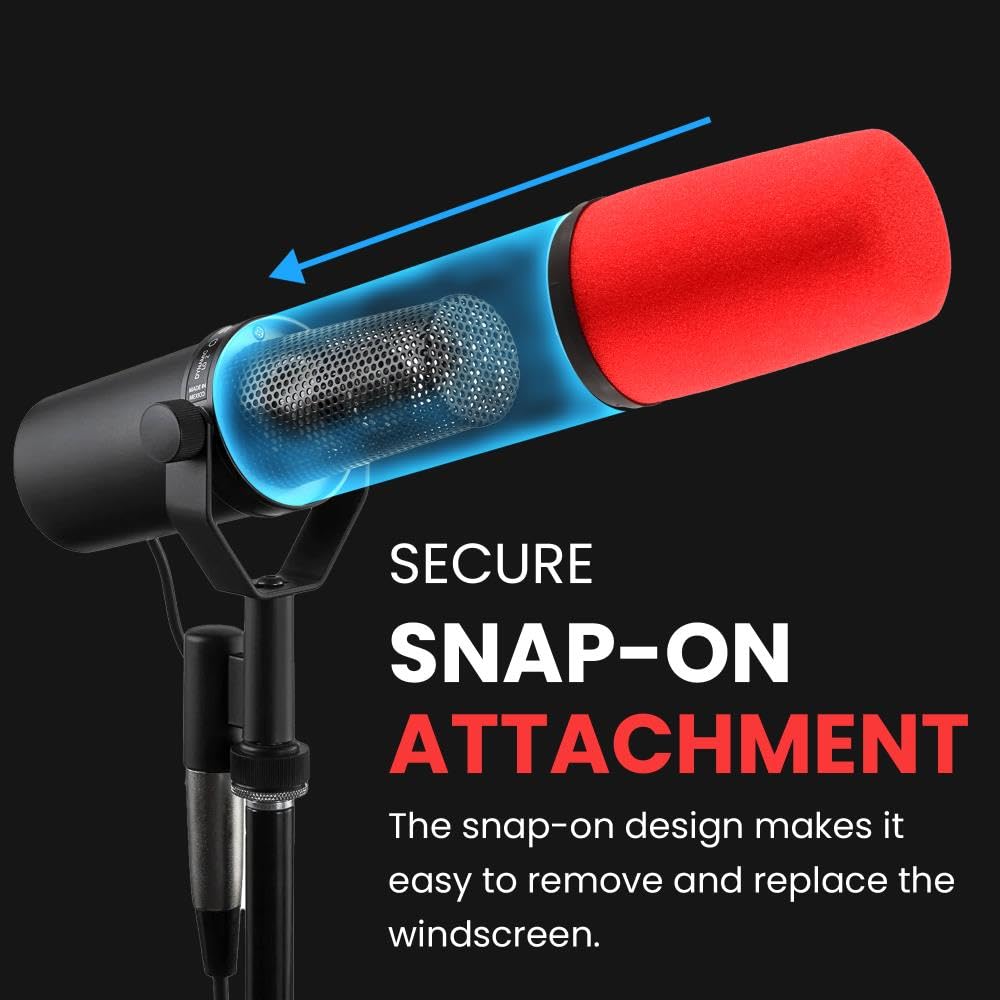 Lectronify High-Density Foam Replacement Windscreen Compatible with Shure SM7 Microphones, Reduces Plosives & Breath Noise - Perfect for Studio