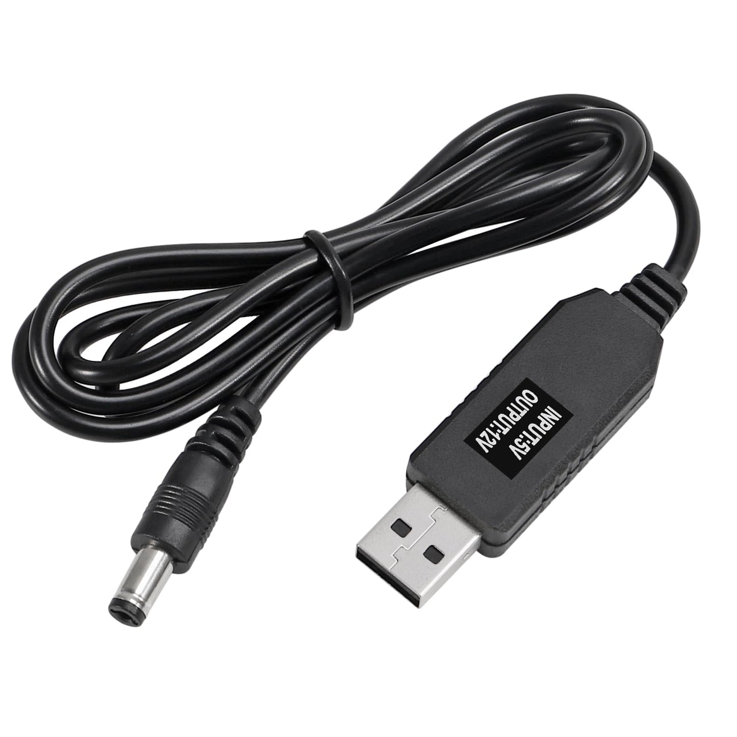 AITRIP 4pcs DC 5V to DC 12V USB Voltage Step Up Converter Cable Power Supply USB Cable with 5.5x2.1mm DC Connect Male 1M for WiFi Router Mini Fan