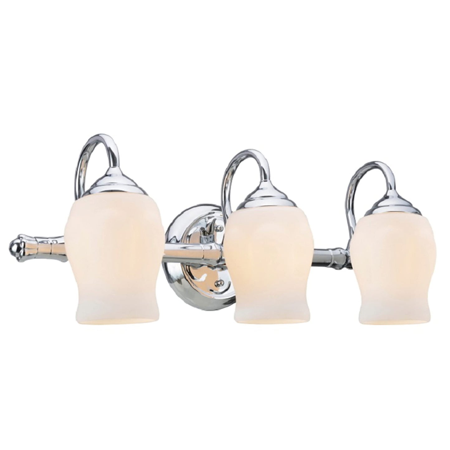 Aspen Creative 62065A, Three-Light Metal Bathroom Vanity Wall Light Fixture, 22 1/2" Wide, Transitional Design in Chrome with White Opal Glass Shade