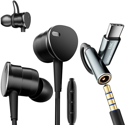 Wired Headphones Deep Bass Noise-Canceling Clear Calls,Multi-Purpose In-Ear Stereo Bass Wired Earbuds with Mic Noise Reduction Compatible with iPhone…