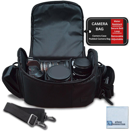 Large Digital Camera / Video Padded Carrying Bag / Case for Nikon, Sony, Pentax, Olympus Panasonic, Samsung, and Canon DSLR Cameras + eCostConnection