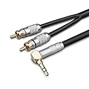 Primeda Audiophile Audio Cable Stereo 3.5mm Male to 2 RCA Male Hi Fi for MP3,CD Speakers,Home Theater,HDTV (Right angle 3.5mm (6 Feet))