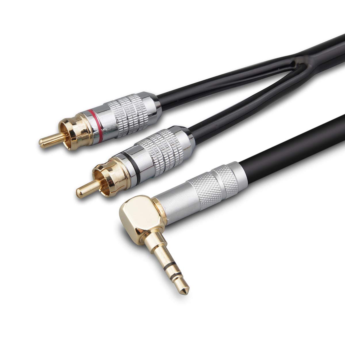 Primeda Audiophile Audio Cable Stereo 3.5mm Male to 2 RCA Male Hi Fi for MP3,CD Speakers,Home Theater,HDTV (Right angle 3.5mm (6 Feet))
