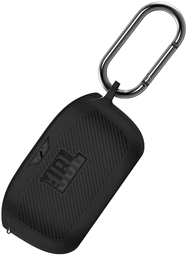 Geiomoo Silicone Case for JBL Vibe Buds 2, JBL Vibe Buds, Protective Cover with Carabiner (Black)