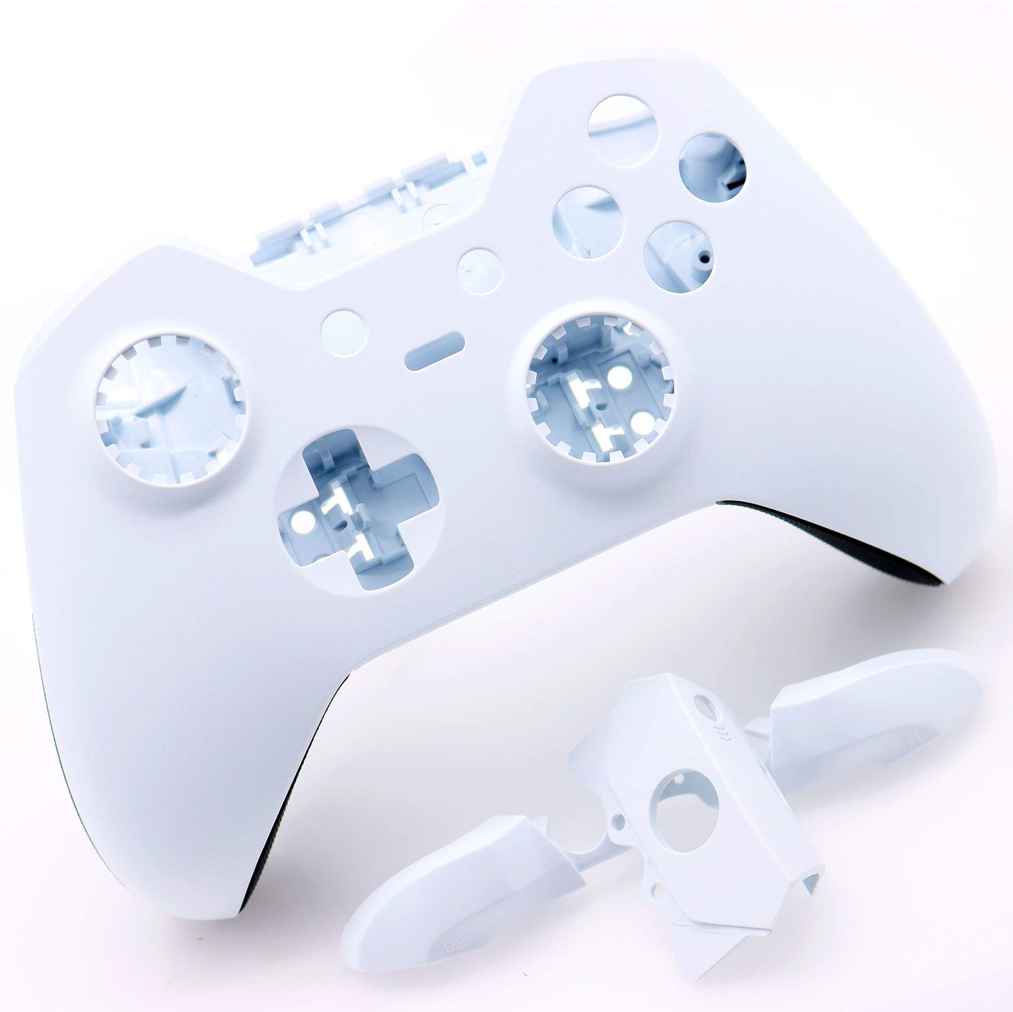 Deal4GO Shell Housing Set w/Rubber Grips LB RB Bumper ABXY Buttons Battery Cover Replacement for Xbox One Elite Controller White Special Edition