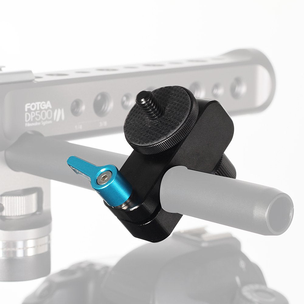 Fotga DP500 III 15mm Rod Clamp Mount with 1/4 Thread Screw and Hole for Dslr Camera Monitor Magic Arm Tripod Ball Head