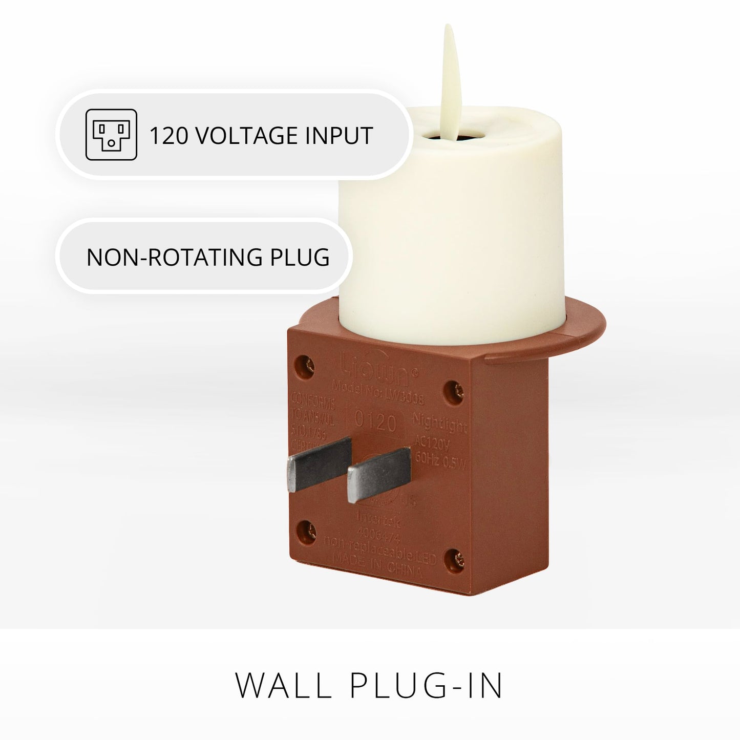 Luminara Flameless Candle Nightlight w/Dusk to Dawn Light Dark Auto Sensor, Baked Clay Wall Plug Indoor Night LED Light w/Real-Flame Effect