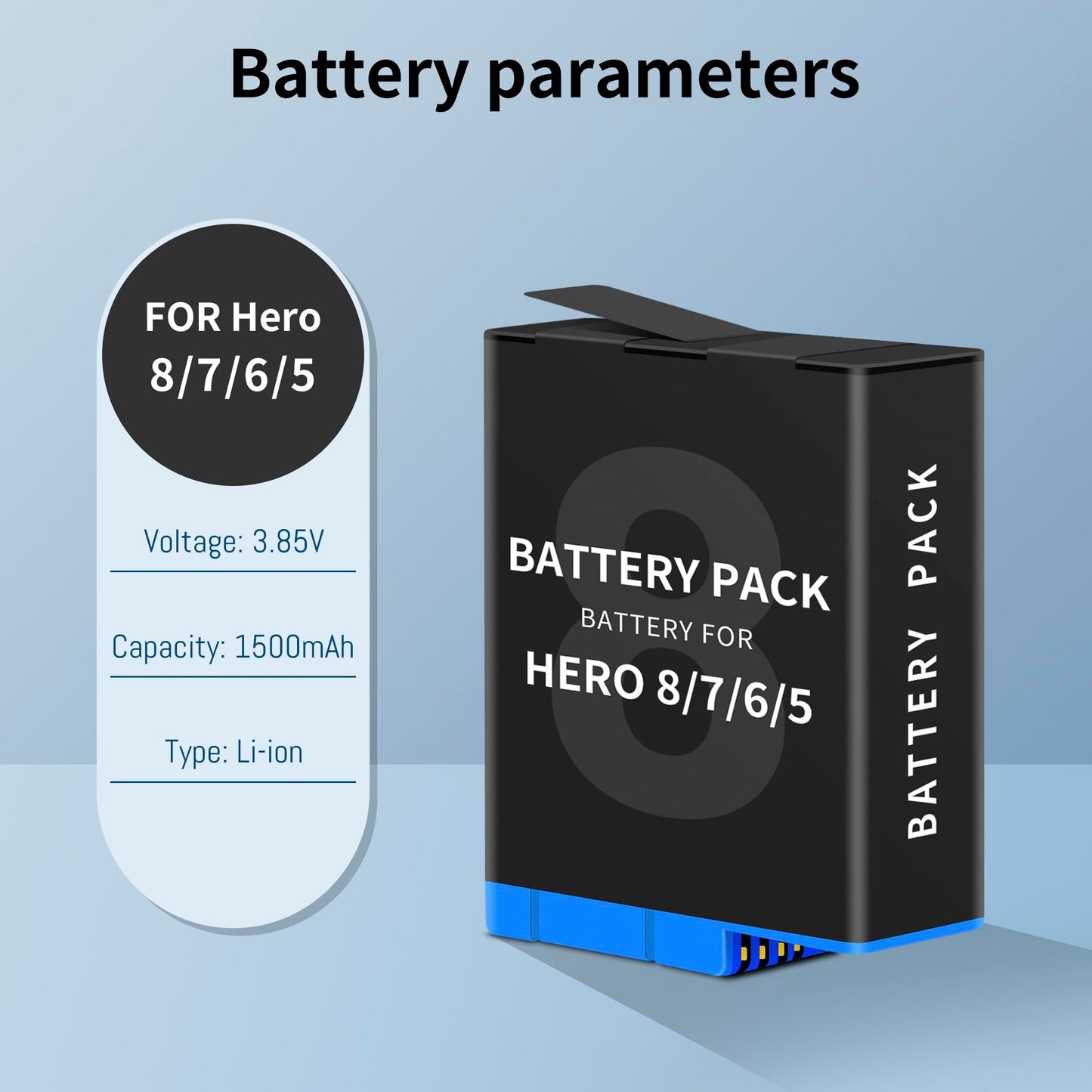 2-Pack Battery Charger for Hero 8/7/6/5 and 3-Channel Fast Charger Case, Fully Compatible with Hero 8, Hero 7, Hero 6 Black Camera Upgrade Battery
