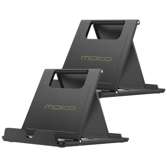 MoKo 2PCS Phone/Tablet Stand, Desktop Holder for 4-11" Device, Fit with iPhone 17/17 Air/17 Pro/17 Pro Max, iPhone 16/Pro/Pro Max/Plus, iPhone