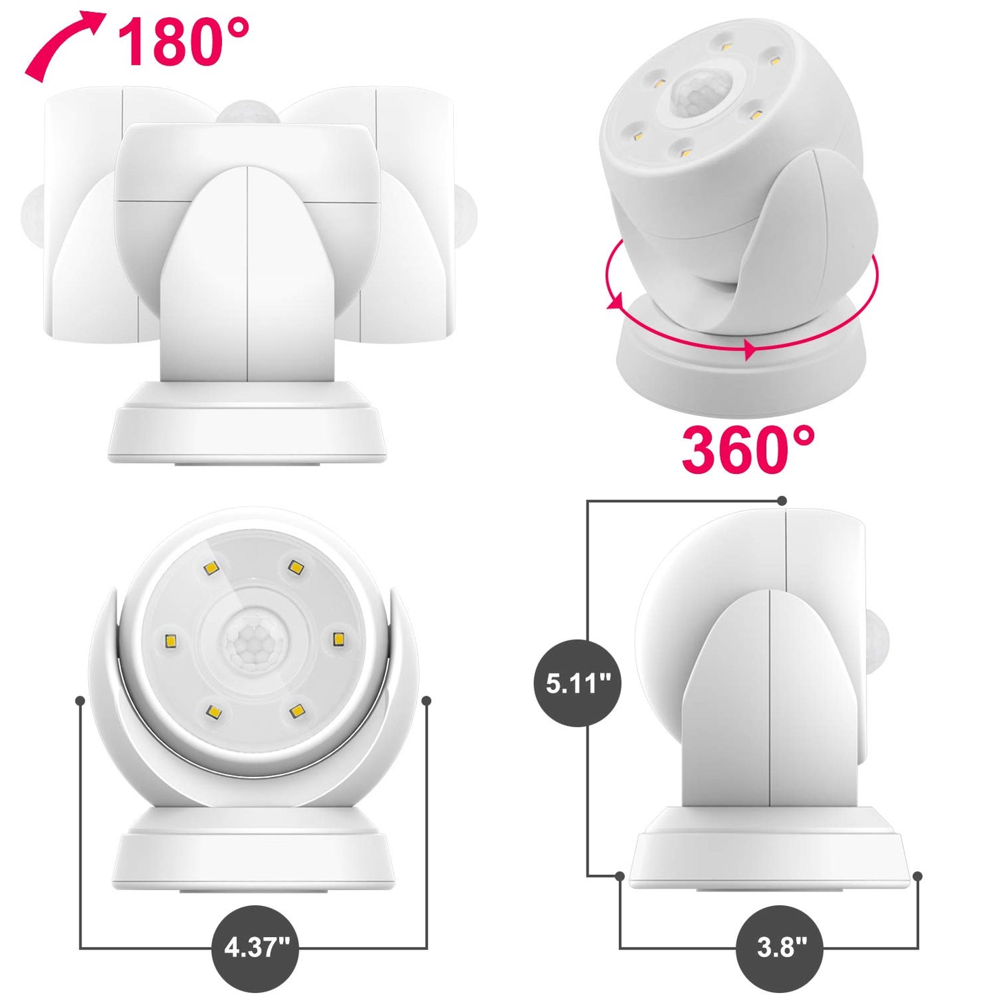 HONWELL Battery Operated Motion Sensor Light Outdoor Wireless Waterproof Spotlight Motion Detector Security Light, Light Sensor Auto On Off for Porch
