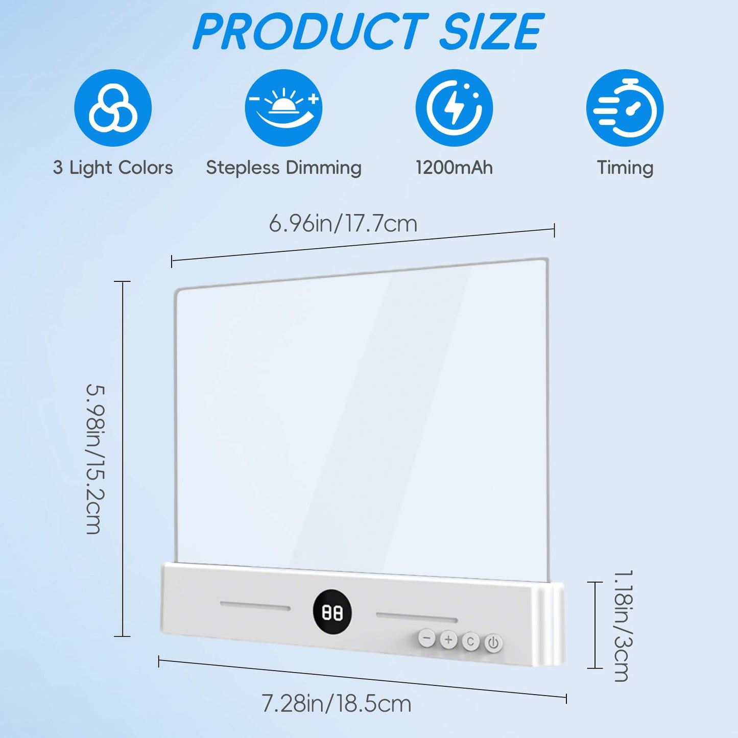 LED Book Light and Night Light 2 in 1,Rechargeable Clear Flat Panel Reading Lamp with 3 Color Temperatures, Dimmable & Timer, Full Page Illumination