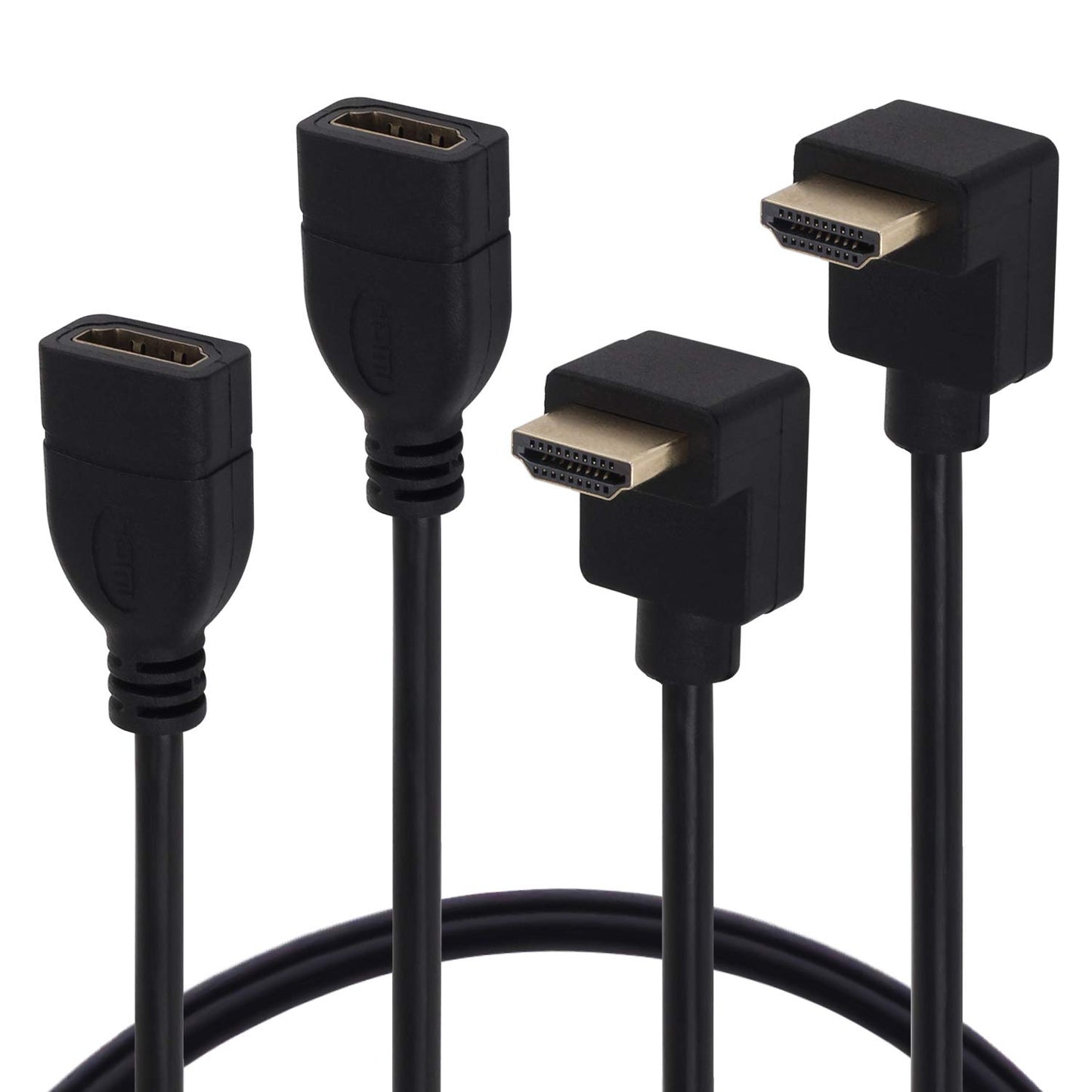 Yeworth [2 Pack 0.95FT High Speed Gold Plated HDMI Extension Adapter Cable, 90 Degree Down Angle A Male to A Female Extension Wire Cord HDMI Extender