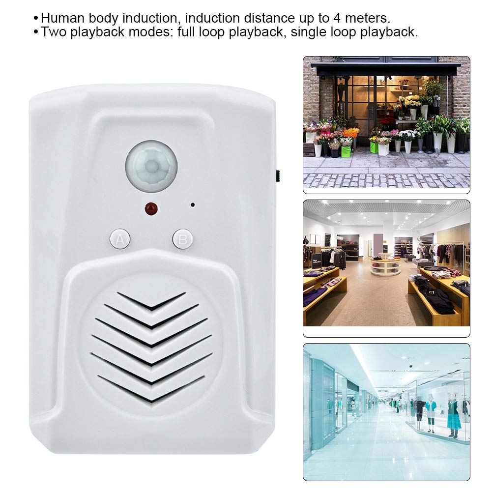 USB/Battery Powered Motion Sensor Alarm Doorbell - MP3 Audio Player with Infrared Induction, 4m Detection Distance & Custom Sound Options