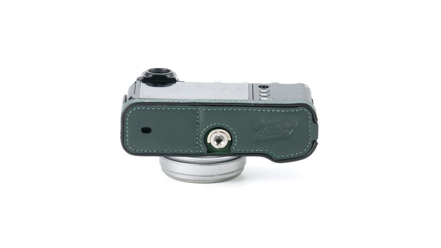 Tilta Leather Camera Case Compatible with Fujifilm X100VI (Green) | Integrated Hand Grip | Bottom Protection | Small Flap for Battery Access |
