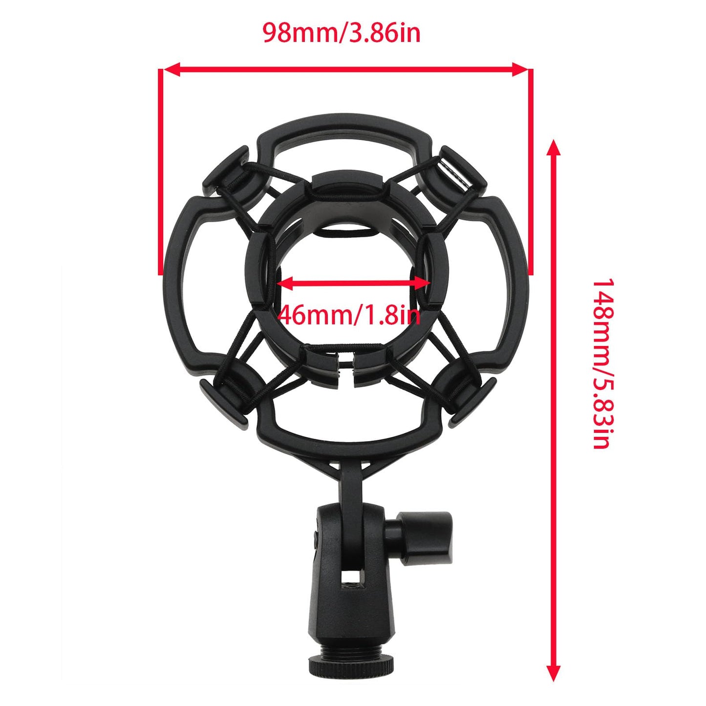 HLGHLG Universal Microphone Shock Mount for 42-46mm Mics, Professional Anti-Vibration Holder with 3/8" or M16 Thread, Compatible with Studio Condenser