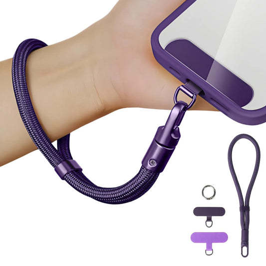 NUANJUYU Anti-Theft Phone Wrist Strap, 360° Rotatable with Adjustable Safety Lock & 2 Tabs, Secure Hand Phone Lanyard for Men Women?Purple?
