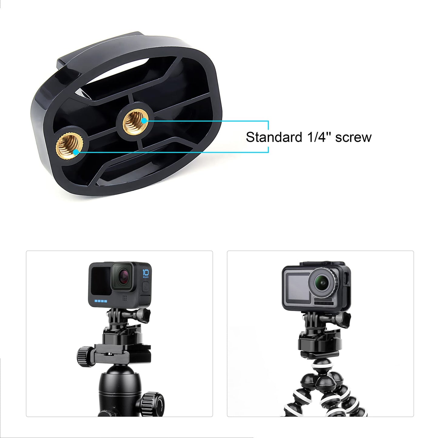SOONSUN Quick Release Tripod Mount, Thumbscrew, 360 Degree Rotate Swivel Buckle Mount for GoPro Hero 13 12 11 10 9 8 7 6 5 4 Session 3+,3, GoPro Max