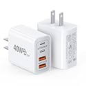 [2-Pack] 40W USB C Charger Block, 4-Port Type C Fast Charging Brick Dual PD&QC Wall Plug Adapter Compatible for iPhone13/14/15/16/17 Pro/Pro Max/iPad