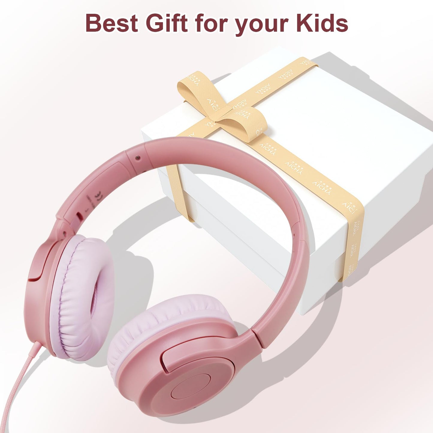 FNSHIP Kids Wired Headphones with Microphone, 85/94dB Safe Volume Limiter,Foldable,3.5mm Jack Over-Ear Cord Headset for Online Study/Travel…
