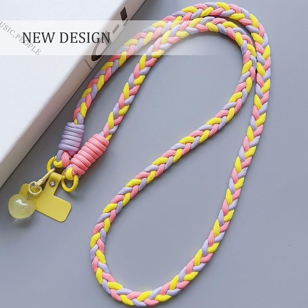 YouPocket Phone Lanyard, Phone Strap Crossbody, Anti Theft Cell Phone Lanyard (Yellow+Purple)