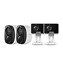Zmodo 4 Security Cameras - Indoor Mini Pro + Wireless Outdoor/Indoor Battery Cam - Night Vision, AI Motion Detection, 2-Way Audio, Alexa Compatible