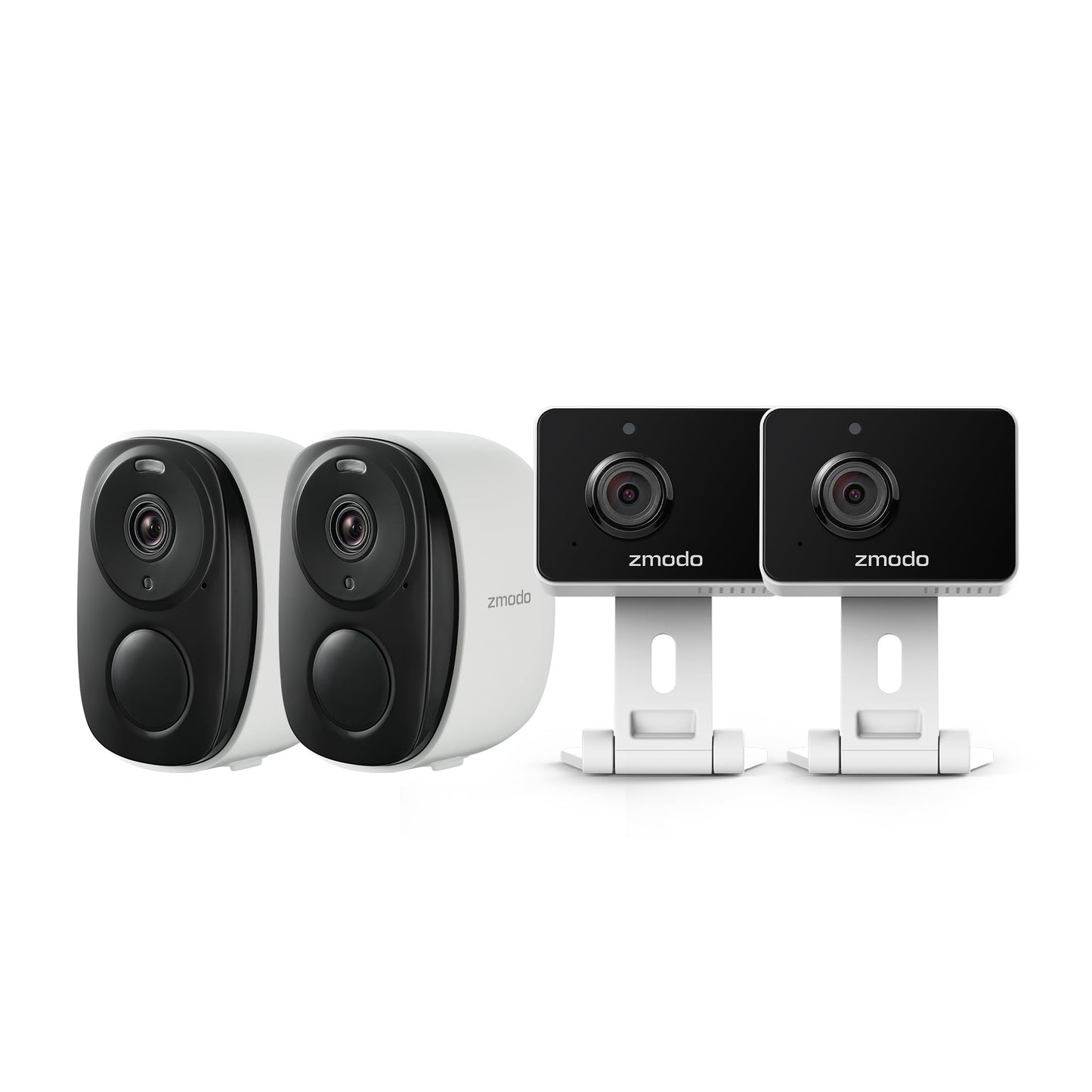 Zmodo 4 Security Cameras - Indoor Mini Pro + Wireless Outdoor/Indoor Battery Cam - Night Vision, AI Motion Detection, 2-Way Audio, Alexa Compatible