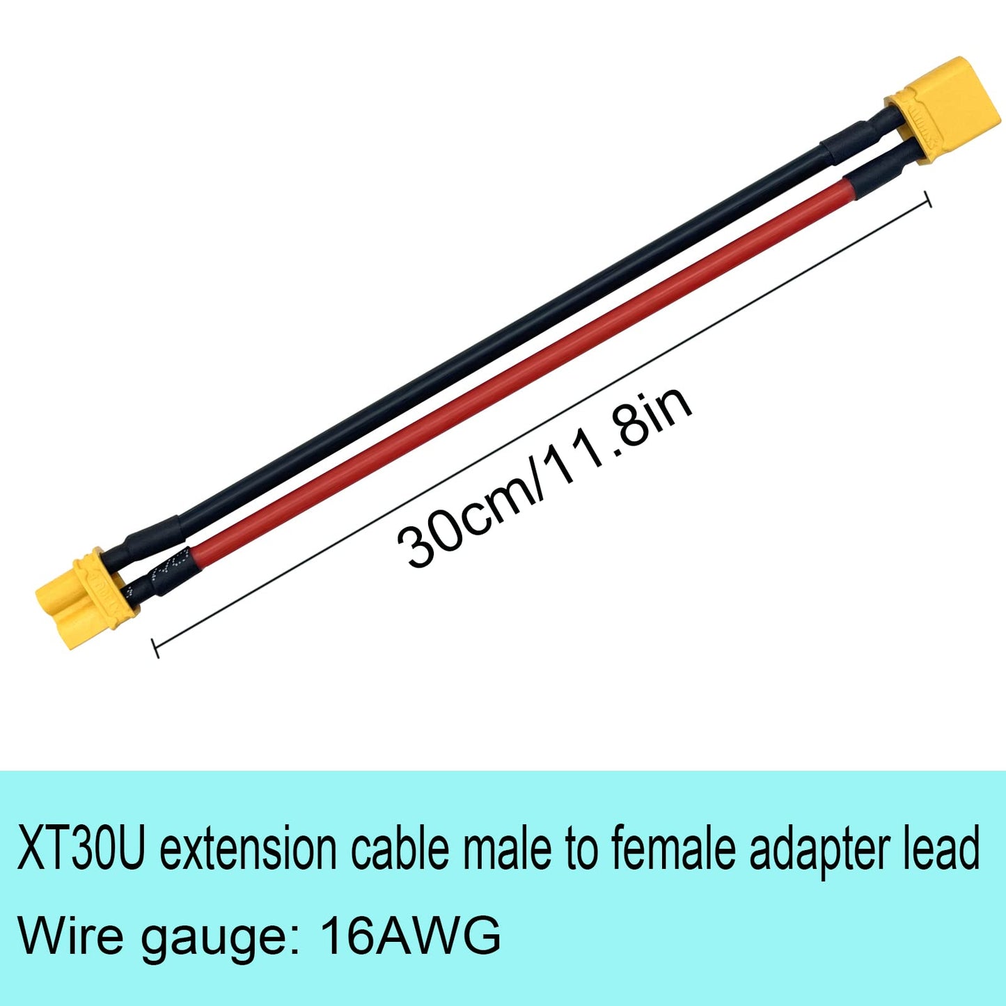 2pcs Amass XT30 U-F/M Male to Female Plug Extension Cable Lead Silicone Wire 16AWG Lithium Battery Plug Connector
