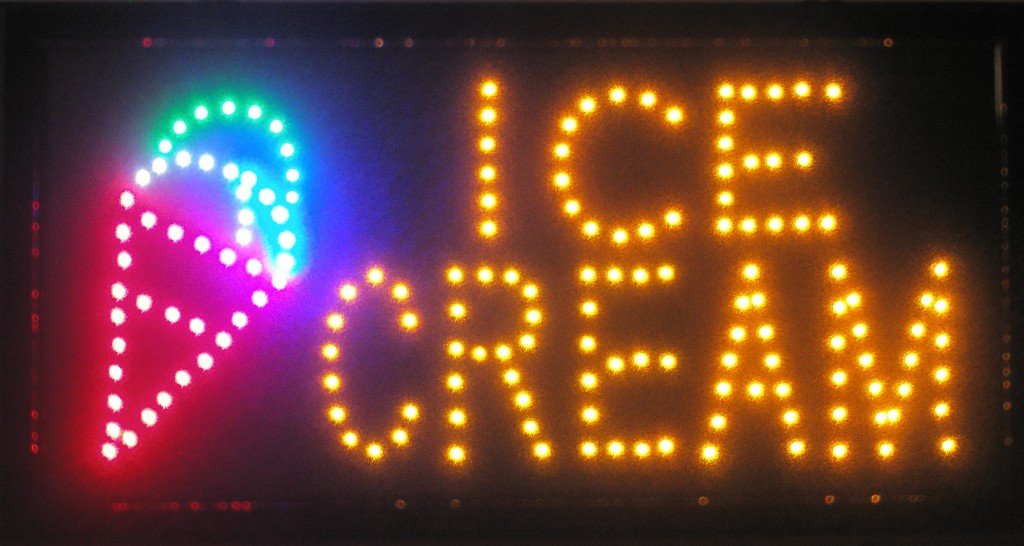 LED Neon Light Open Sign with Animation On/Off and Power On/Off Two Switchs for Business by E Onsale (Ice Cream L07)