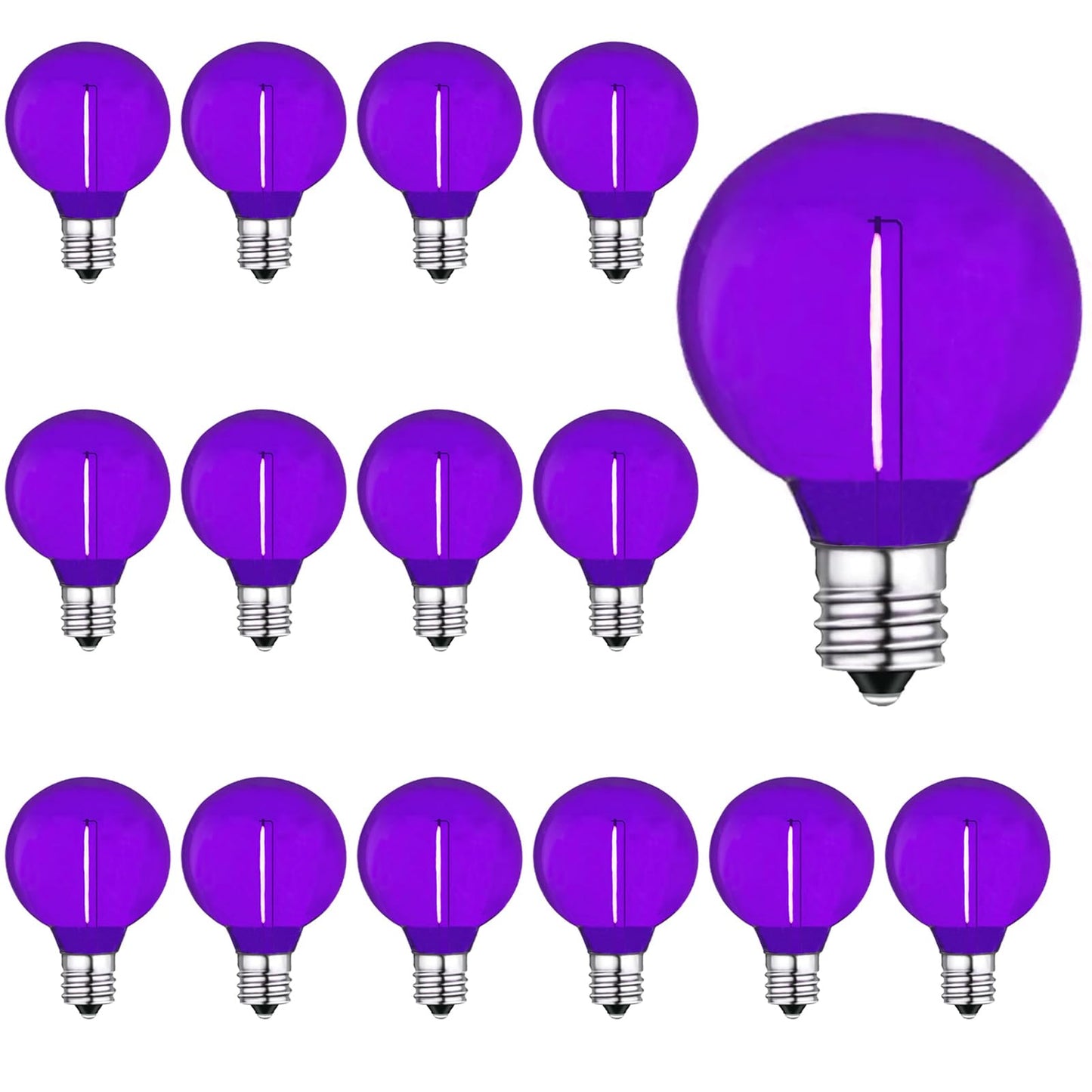 LRSUEYSKIN G40 Purple LED Replacement Bulb 1W Light Bulbs Shatterproof Waterproof LED Outdoor String Lights Decorative Night Light E12/C7 Candelabra