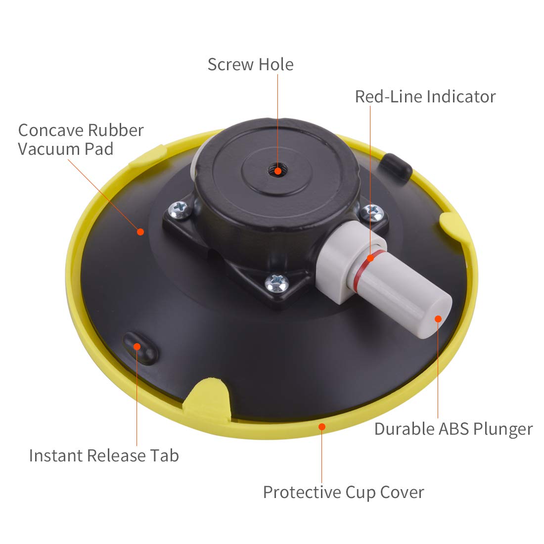 IMT 6" Mounting Vacuum Suction Cup 5/16"-18 Female Threaded, Small Hand Pump Active Camera Mouting Base, Glass Sucker Sucking Tool/Car Sucker