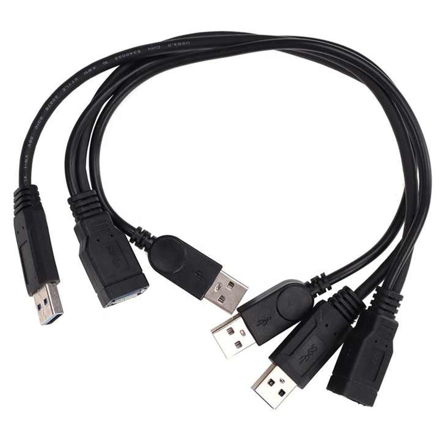 2 Pack of ALINNA Black USB 3.0 Female to Dual USB Male Extra Power Data Y Extension Cable Splitter Adapter for 2.5" Mobile Hard Disk