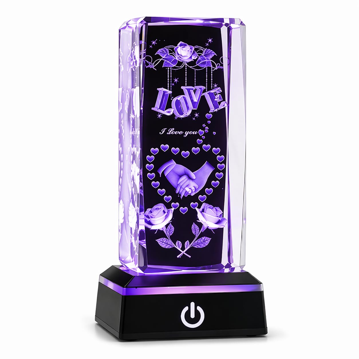 Zerelys Romantic Gifts for Him Her, Mother’s Day Gift for Wife, 3D Love Crystal Night Light with Multicolor LED Base, Anniversary Birthday Valentine’s