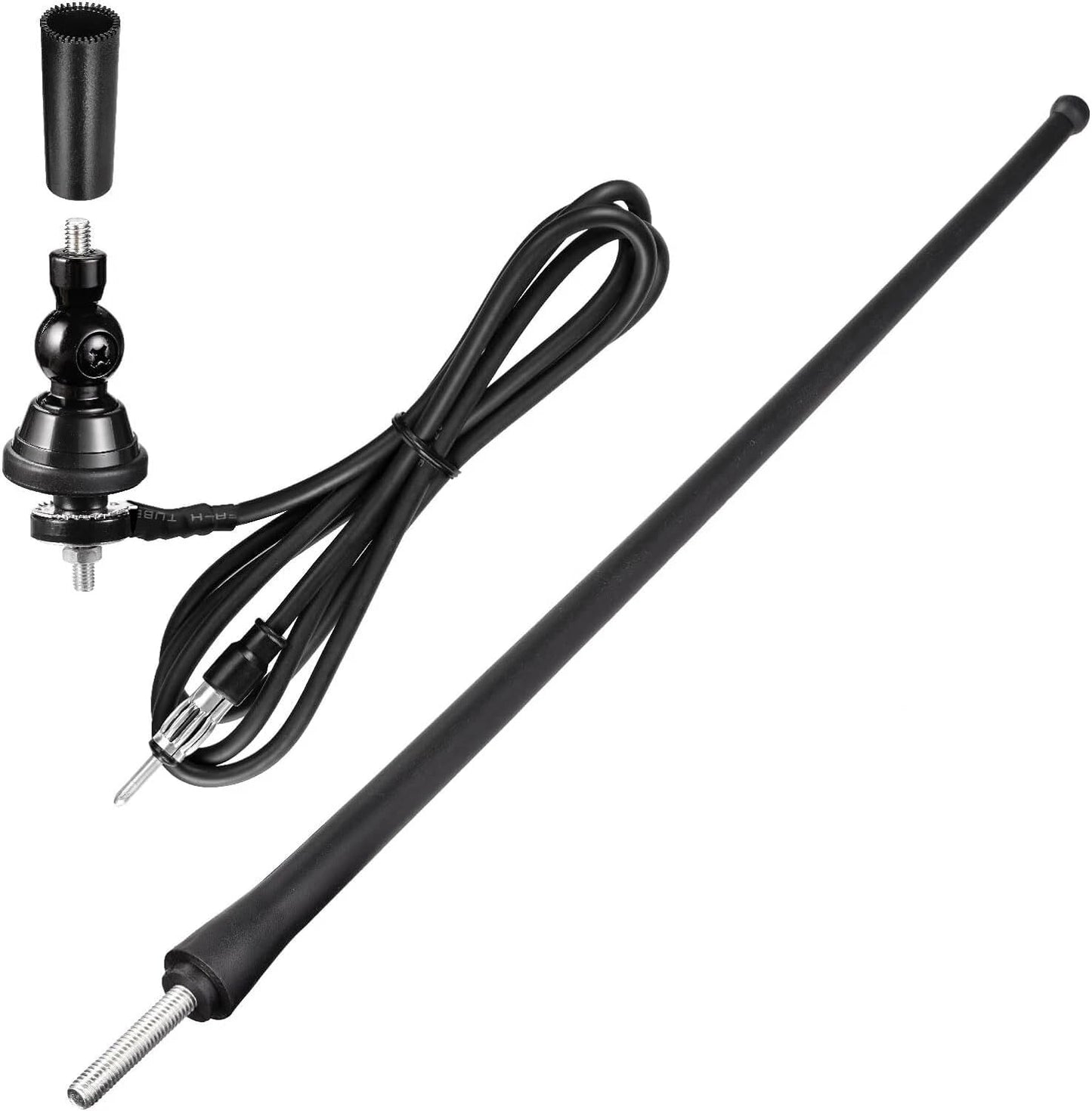 Marine Boat Radio Antenna Waterproof 16 Inch, Rubber Duck Dipole Flexible Mast FM AM Antenna for Boat Radio Car ATV UTV RZR SPA
