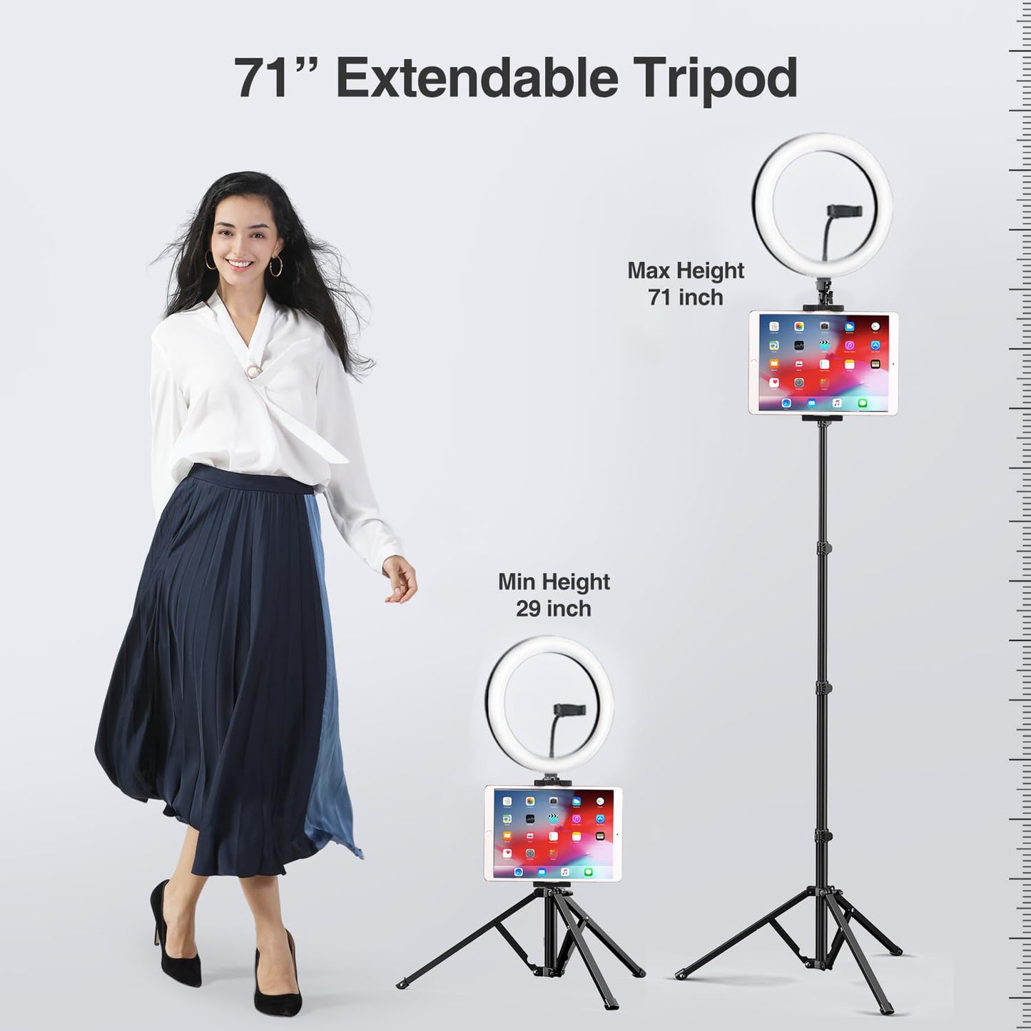 Elitehood 12’’ Ring Light with Tripod Stand (72’’ Tall) & iPad/Phone Holder, Dimmable Selfie Circle LED Lights Ringlight for Video Recording