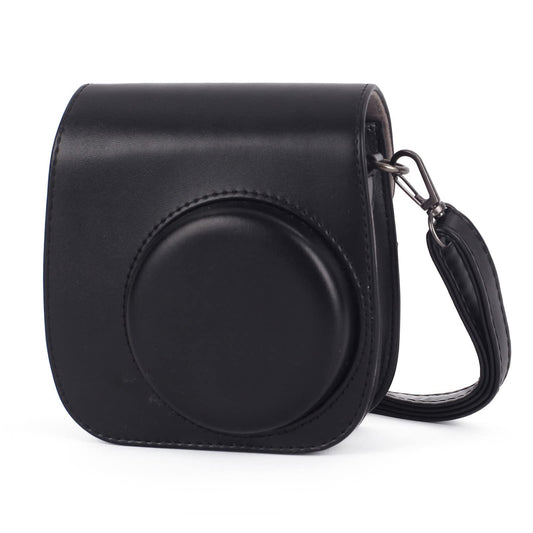 Phetium Instant mini 12 Camera Protective Case Compatible with Instax Mini 12 11,PU Leather Bag with Pocket and Adjustable Shoulder Strap (Black)