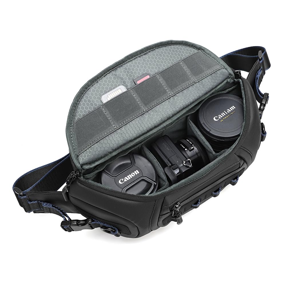 peacechaos Compact Camera Sling Bag for Mirrorless & Small DSLR - Waterproof Crossbody Camera Bag with Adjustable Strap & Removable Dividers