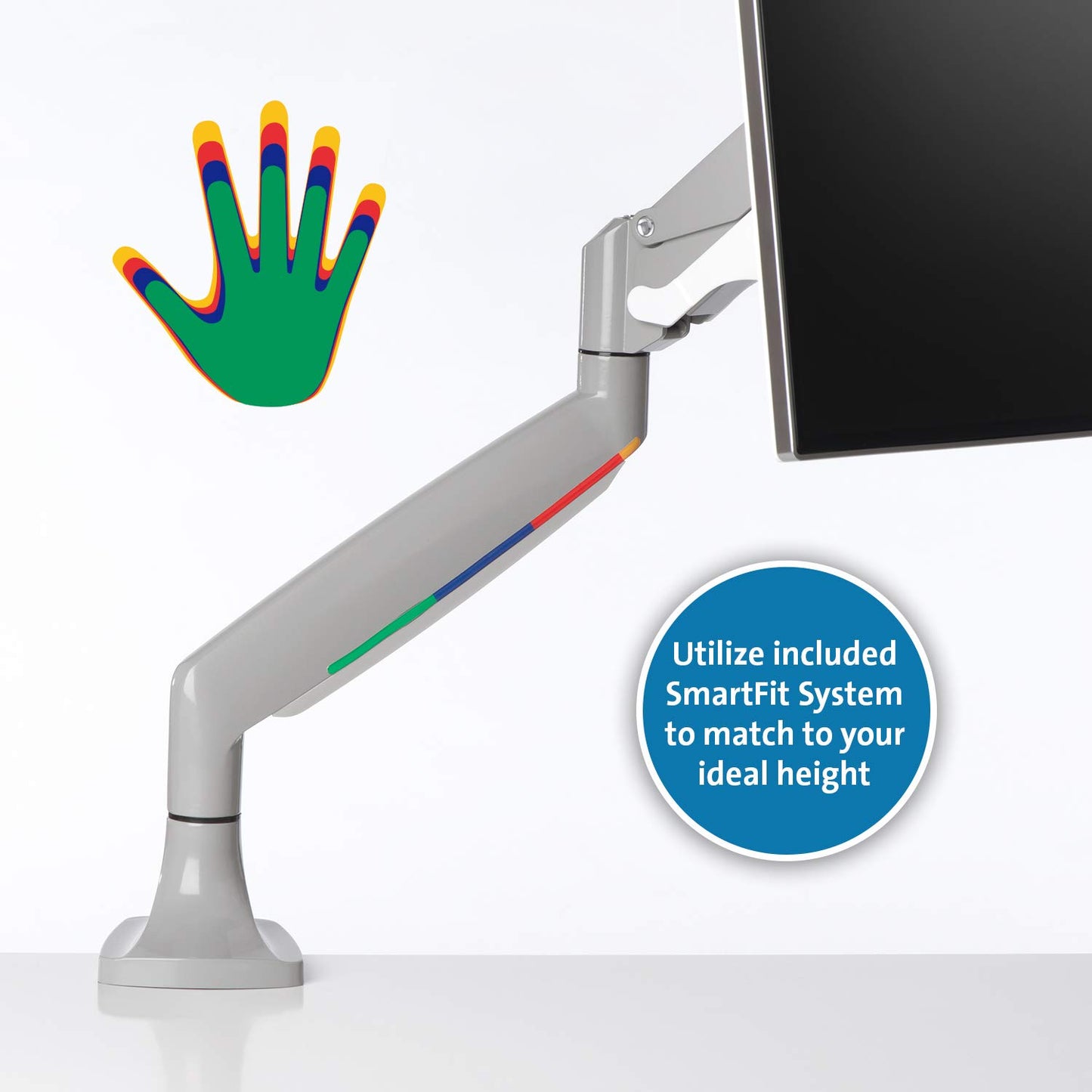 Kensington SmartFit One-Touch Monitor Arm - Height Adjustable Gas Spring for Single Monitor, 13?-32?, 360° Rotation, ±90° Tilt, Cable Management