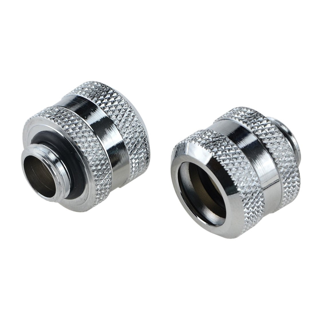 BXQINLENX Silver Chrome Hard Tube Fitting G 1/4" to ID 10 mm OD 14 mm PETG Triple Seal Fitting for Computer Water Cooling System Through Joint