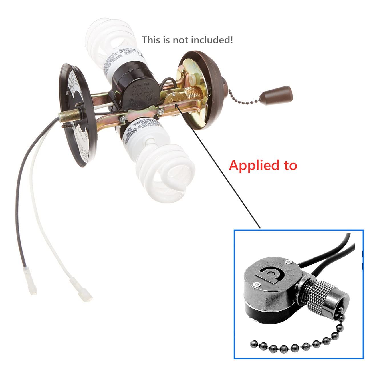 Ceiling Pull Chain Switch ZE-109M Zing Ear Metal Pull Chain Light Switch ON-Off Pull Chain Switch Ceiling Fan Lamp Light Switch (Black Bronze)