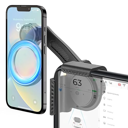 for Tesla Phone Mount, Magsafe Strongest Magnetic Tesla Phone Holder for Tesla Model 3/Model Y/Cybertruck Accessories 2024, No Glue for Car Phone