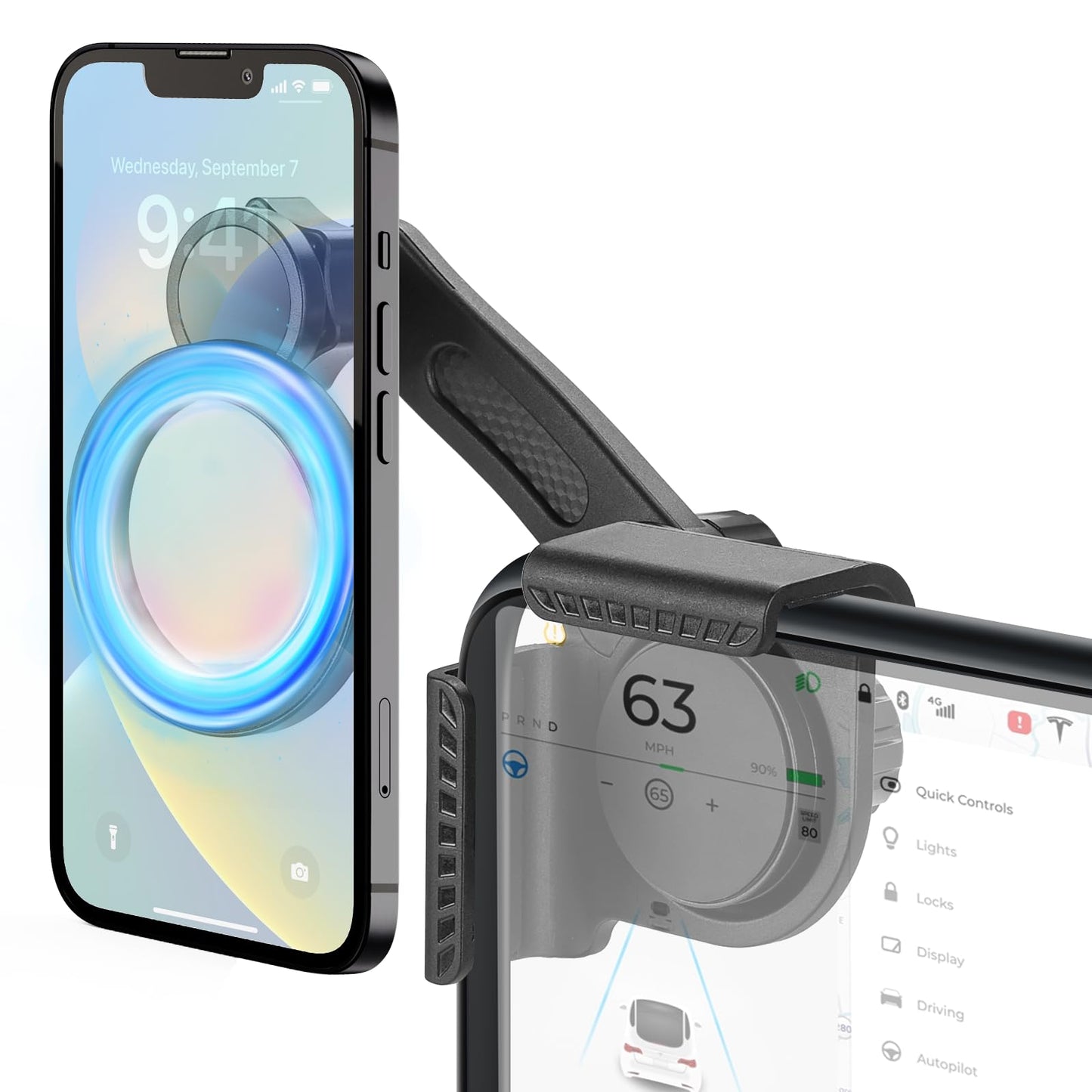 for Tesla Phone Mount, Magsafe Strongest Magnetic Tesla Phone Holder for Tesla Model 3/Model Y/Cybertruck Accessories 2024, No Glue for Car Phone