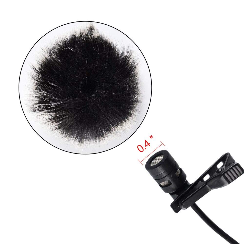 Lavalier Wind Muff 5 Pack Lapel Microphone Wind Muff 0.2/0.4 Inch Furry Lav Windscreen Windproof Wind Screen (0.4inch, Black/White)