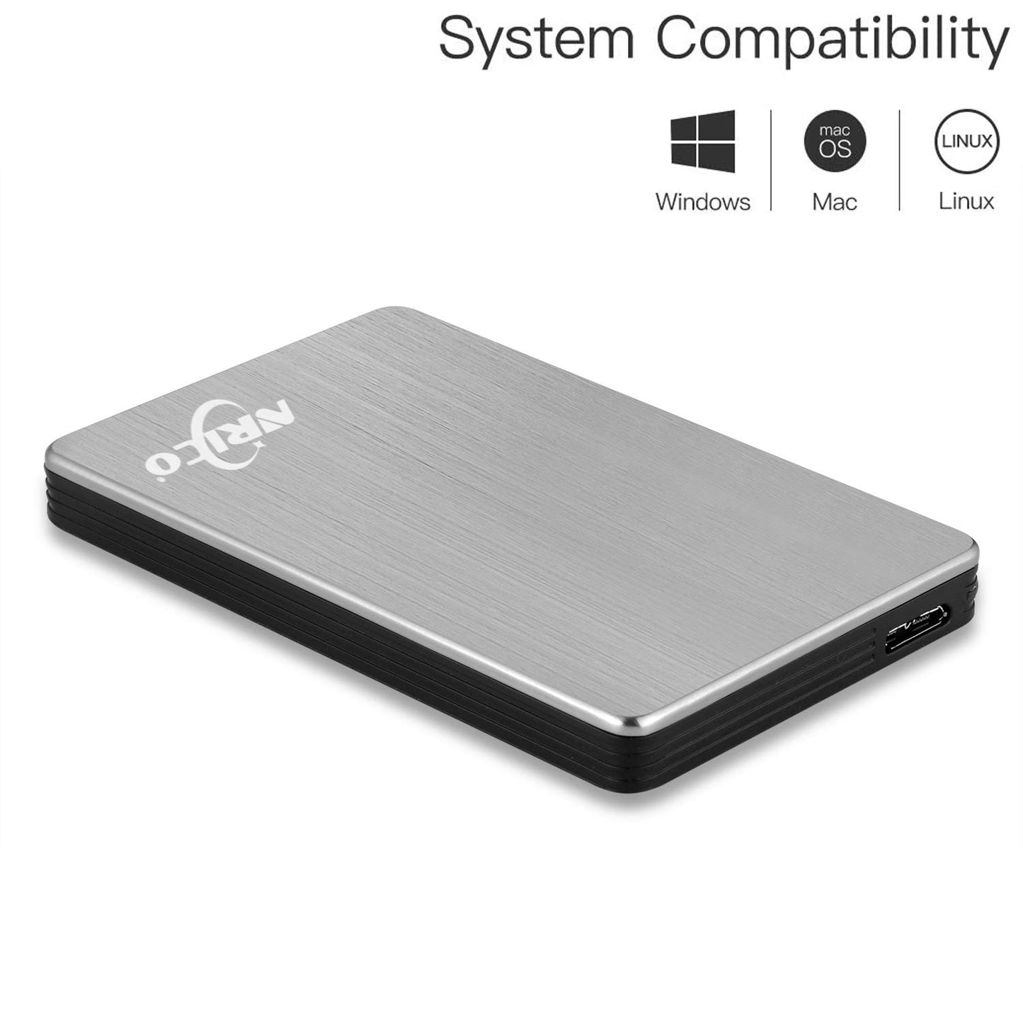 NRICO 500GB Portable External Hard Drive USB 3.0 HDD 2.5inch Storage Compatible for PC, Mac, Desktop,PS4 (500GB, Grey)