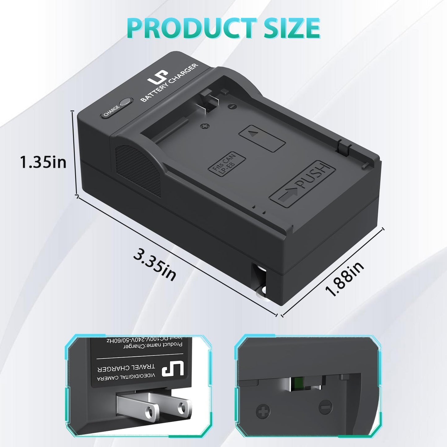 LP E8 Battery Charger, Charger Compatible with Canon EOS Rebel T2i, T3i, T4i, T5i, 550D, 600D, 650D, 700D, Kiss X4, X5, X6i, X7i Cameras & More (Not