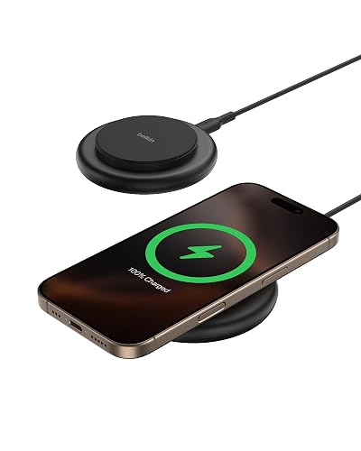 Belkin Magnetic Wireless Charging Pad 15W - MagSafe-Compatible Qi2-Certified Wireless Charging Station, iPhone Charger for Apple iPhone 16, 15, 14